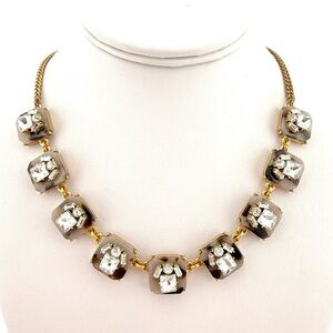 J. Crew Necklace, Tortoise Shell and Rhinestones with Gold Tone Chain - Vintage